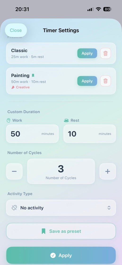 Timer settings, Light